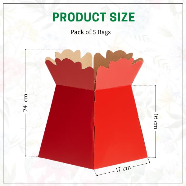 Image of Oasis Pack of 5 | Red | Porto Flower Bouquet Boxes | Premium Cardboard Floral Gift Boxes | Elegant Reusable Packaging for Bouquets, Hampers & Events