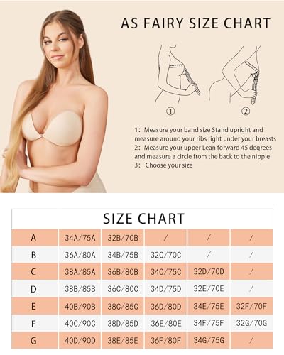 As Fairy Sutiã adesivo adesivo para mulheres, push up, invisível, reutilizável, sem alças, de silico