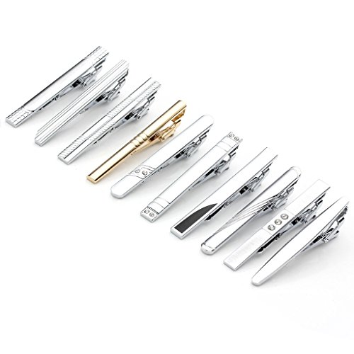 PiercingJ 5-10pcs Set Stainless Steel Exquisite GQ Classic Tie Bar Clip, 2.3 Inches