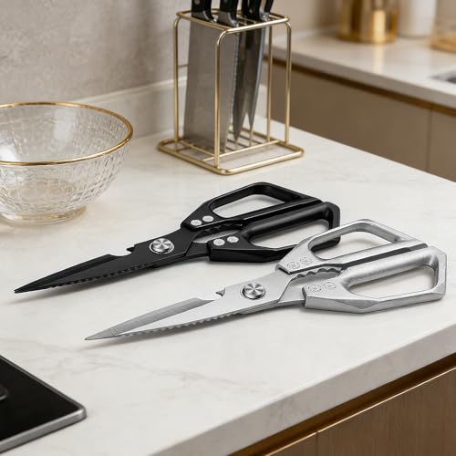 Kitchen Scissors for Food Japanese Shear - 2 PCS Poultry Shears, All Purpose Heavy Duty for Chicken, Meat, Quail, Fish, Turkey, Vegetables, Stainless Steel Cooking Scissors, Dishwasher Safe - Image 7