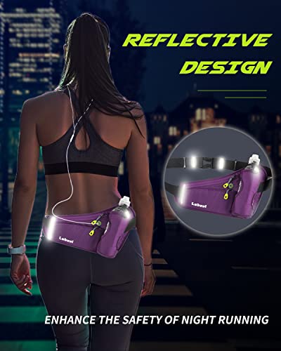 Labeol Running Water Bottle Hydration Belt With Water Bottle Holder Hiking Walking Waist Pack Reflective Adjustable Fanny Pack With Bottle Holder Compatible For Phone Outdoor Running Belt (Purple) #TOP2