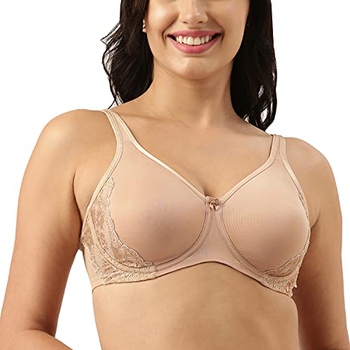 Image of Enamor No-Spill, Side Panel Shaping Women's Cotton Everyday Fashion Minimizer Bra - Lace Trimmer, Wired, Non-Padded, Full-Coverage - F053