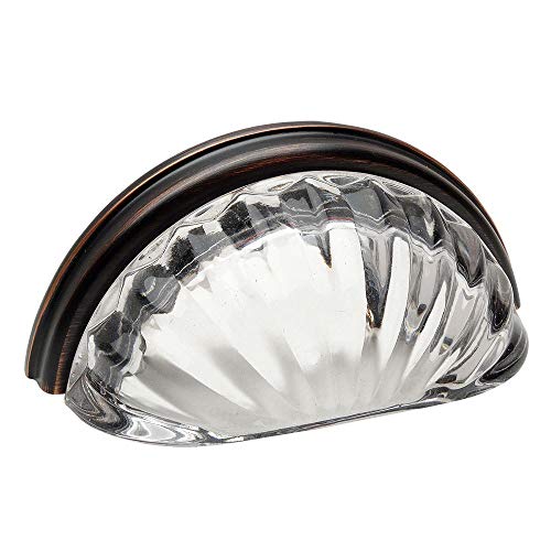 Up To 40% OFF 10 Pack - Cosmas 6381ORB-C Oil Rubbed Bronze with Clear Glass Cabinet Cup Pull - 3" Hole Centers