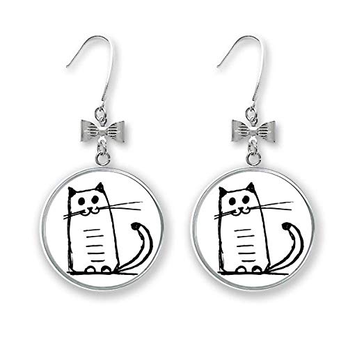 Boucles d'oreilles chat noir et nœud papillon élégant pour femme