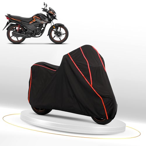 Image of Waterproof Bike Cover for Honda Livo | Dustproof, UV Heat Resistant & Windproof with Full Bottom Elastic, Heavy Duty Triple Stitched - Black Polyester