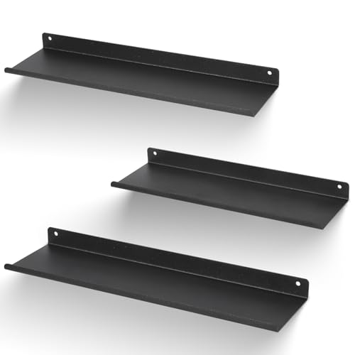 himaly Wandregale 3 Stück, Metall Regal Wand, Badezimmer Regal 30/35/40cm, Schweberegal Wand mit 12KG Starkes Lager, Ausstellungsregale für Wohnzimmer, Küche, Schlafzimmer, Büro