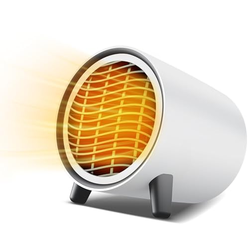 Yarvoney Calentador Portátil de Bajo Consumo, Calefactor Mini 500W, PTC, Termostato, Calentador De Ventilador, Calentador...
