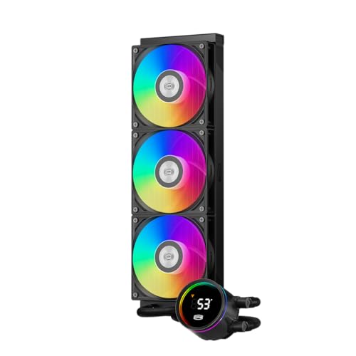 【Raffreddamento Liquido All-in-One ad Alte Prestazioni】PCCOOLER DA360 PRO ARGB Raffreddamento Liquido Digitale per CPU con Display LCD Rotabile a 270°, Progettato per gli ultimi processori Intel i9/i7/i5 e AMD R9/R7/R5, dotato di radiatore da 360mm, tre ventole da 120mm precollegate e collegabili a catena, piastra fredda in rame e testina pompa efficiente per massime prestazioni di raffreddamento.