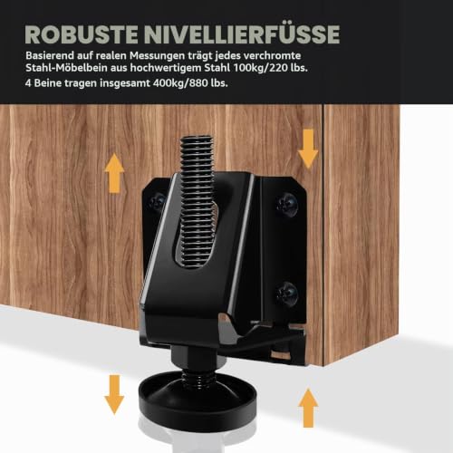 Foto von LOSCHEN 16PCS Hochbelastbare verstellbare Nivellierfüße für Möbel, Sechskantmuttern Sperre Möbelfüße Nivellierer, für Tisch, Schränke, Werkbank, Regale und mehr