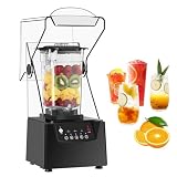 Generico Frullatore Professionale per Smoothie, 1,8 Litri, tritaghiaccio Elettrico, 17000 Giri/min, 5 velocità, con Schermo insonorizzato per Cucina, tè al Latte, caffè, Dessert, Uso in ristoranti
