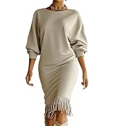 Amazon.com: stylewe Women's Long Sleeve Bodycon Midi Dress Denim Print  Stylish Fitted Round Neck Wrap Dress Clubwear : Clothing, Shoes & Jewelry