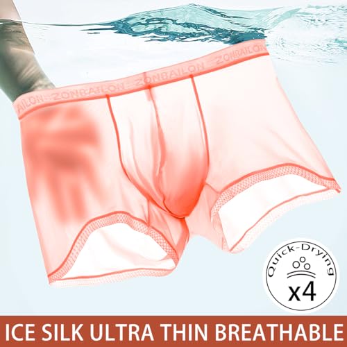 JINSHI Ice Silk Mens Sexy Underwear For Play Straight Men Semi See Through Sheer Breathable Boxers Briefs Ultra Thin2