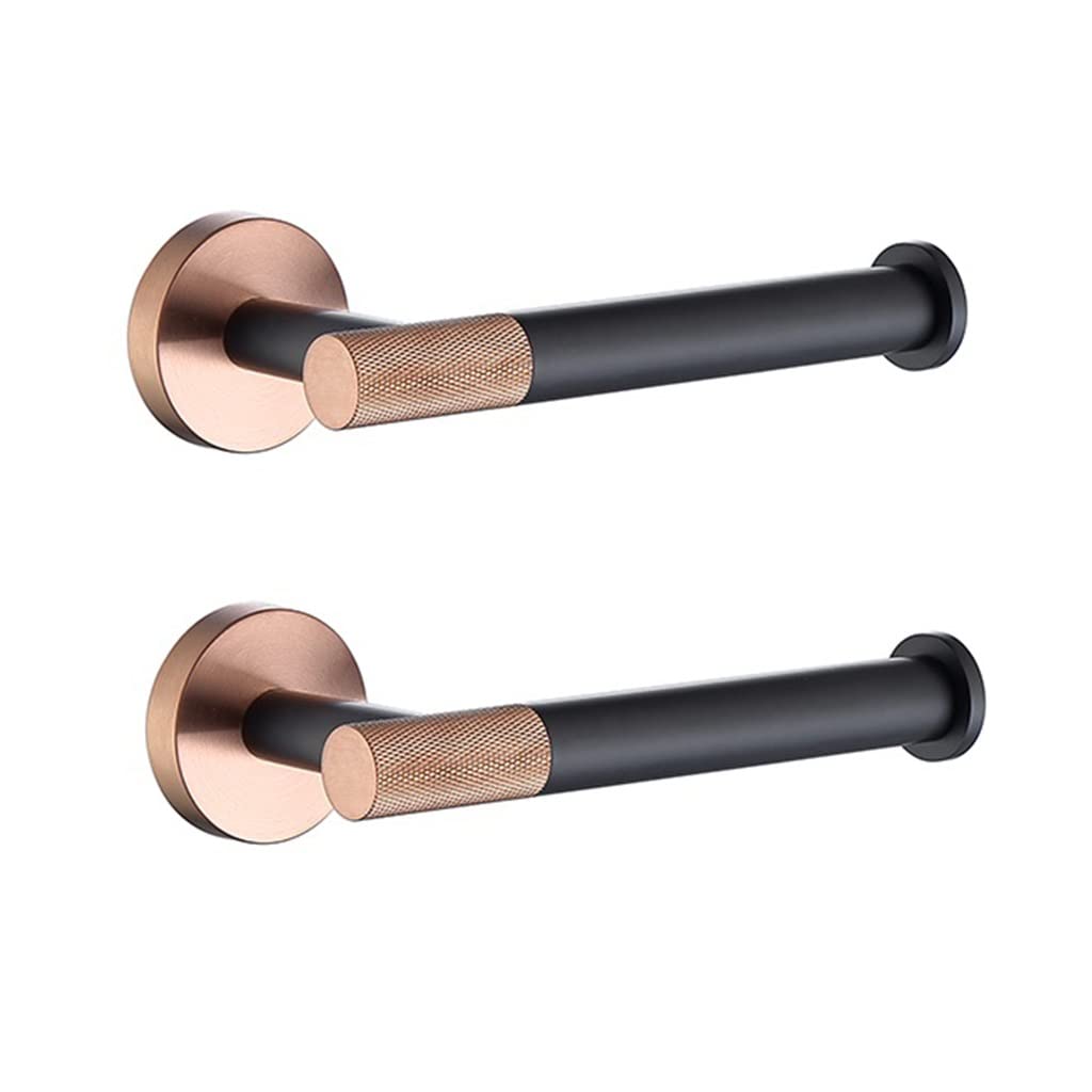 LMYSXAOZ Bathroom Accessory Set Rose Gold Black Accessories Hardware Set, Towel Bar Rail Rack, Toilet Paper Holder, Robe Hook, Soap Dish, Brush(2 PCS Holder)