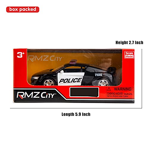 Rmz City Compatible For 5" Diecasting Alloy Car Model Audi R8 Police Car Toy Car #TOP6