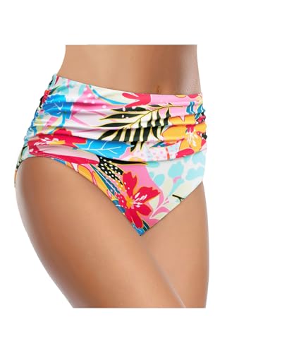 Image of Tempt Me Women's High Waisted Bikini Bottom Tummy Control Ruched Bathing Suit Swim Bottom