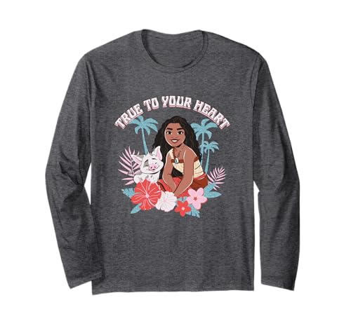 Image of Disney Moana 2 True To Your Heart Pua Moana Tropical Logo Long Sleeve T-Shirt