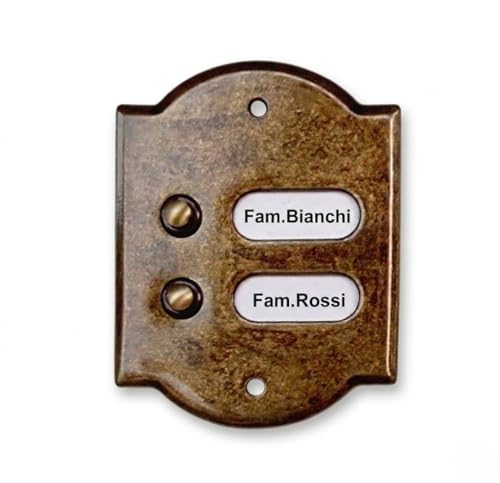 Interphone laiton massif bruni 2 noms pour entrée de maison rustique