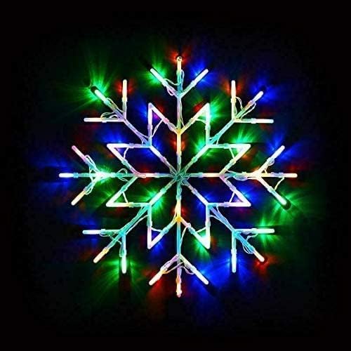 Ghega New 50 LED Snowflake Light Christmas Window Home Festive Decoration Light 40cm Cable Battery Operated Indoor Use Light Up Xmas New Year Party Fun (Multi)