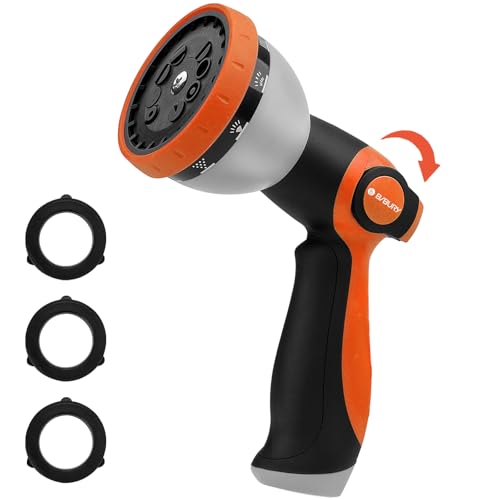 Water Hose Nozzle Sprayer BIBURY Hand Sprayer with 10 Spray Patterns and On Off Valve Thumb Control High Pressure Garden Hose Spray Nozzle for Watering Plants Cleaning Car Wash and Showering Pets