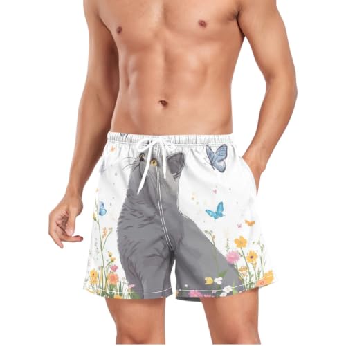 Pantalones cortos de natación para la playa bañador de gatos británicos gris