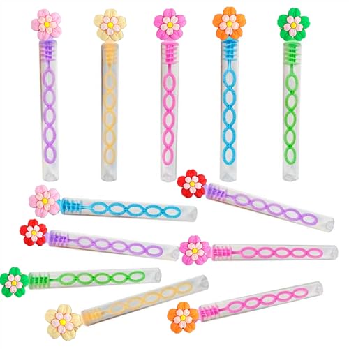 24 Packs Bulk mini Flower Bubble Wands Kids Outdoor Party Toys