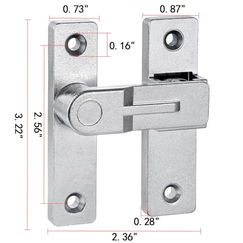 Image of 3 Packs Silvery Flip Barn Door Lock - 180 Degree Barn Door Lock Privacy Security Latch - Elegant Gate Latch Hardware for Barn Doors, Windows, Gardens, Cabinets, Bathrooms, and Sliding Doors