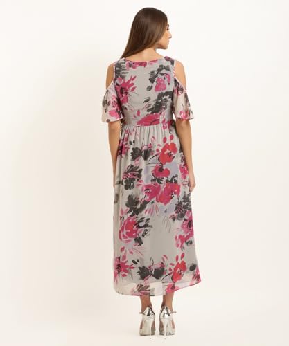 Robe longue évasée polyester femme gris S chic et décontractée - 5