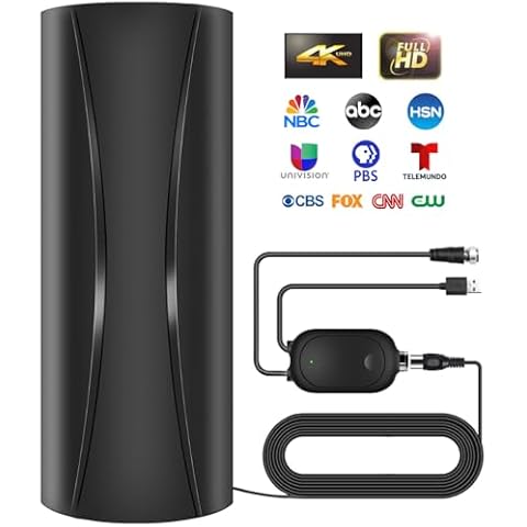 1000+ Miles Range TV Antenna, Digital TV Antenna Indoor with Amplifier and Signal Booster, Portable HD Antenna for TV Indoor Outdoor for Smart TV and Old TVs - 36ft Coax Cable - Support 4K 1080p Cover