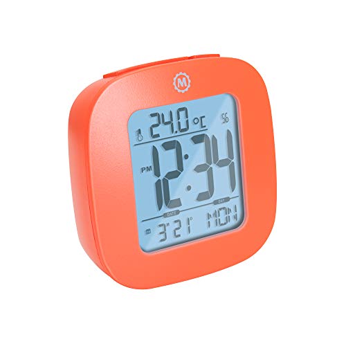 Marathon Small Compact Alarm Clock with Repeating Snooze, Light, Date and Temperature. Batteries Included Travel…
