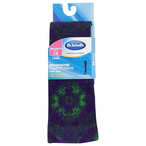 Dr. Scholl's Women's Blue Graduated Compression Tie Dye Socks, Size 4-10