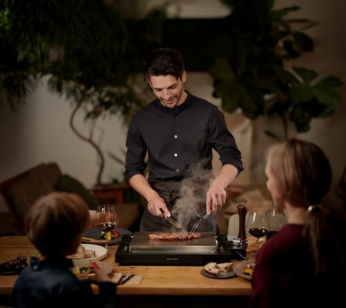 BALMUDA The Teppanyaki | 6.6mm Cladding Plate Hot Plate with Precise Temperature Control (320°F–430°F) | 360° Cooking Design | Perfect for Steak, Okonomiyaki, Crepes, and More