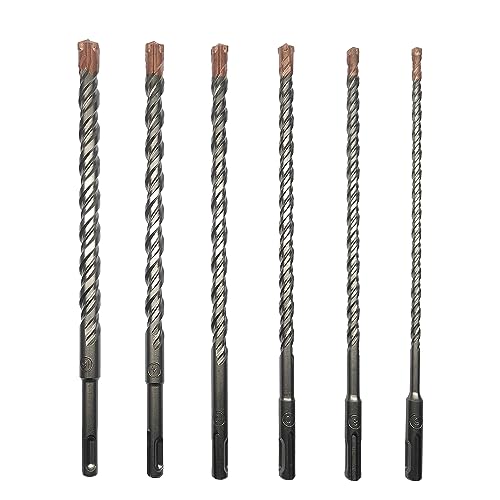 CAVATINY 6tlg SDS Plus Bohrer Set - SDS Hammerbohrer für beton ziegel zement stein mit 4 Schneiden - inkl. Größen 6 8 10 12 14 16mm - SDS Plus-Schaft passend für Bohrhammer