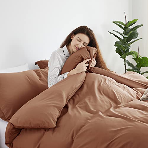 Nestl California King Duvet Cover Sets Rust - Soft Duvet Cover California King, 3 Piece Double Brushed Duvet Covers With Button Closure, 1 Cal King Duvet Cover 104X98 Inches And 2 Pillow Shams #TOP2