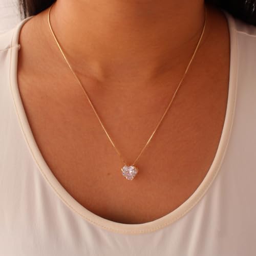 Biana Conjunto Colar e Brinco Coração Banhado Ouro 18k para Mulheres Adultas - Casual a Semi-Formal