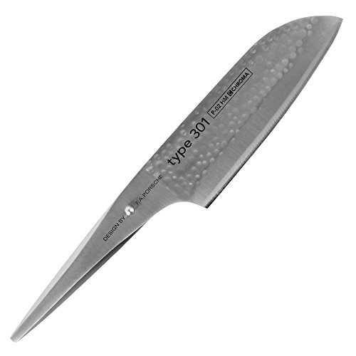 Chroma Hammerschlag Messer Type 301, universelles Santoku Messer P-02HM, Design by F.A.Porsche, Profimesser mit 17,8 cm Klinge