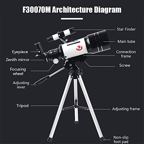 Telescopio refractor 70mm 15X-150X con trípode y mochila miniatura 6