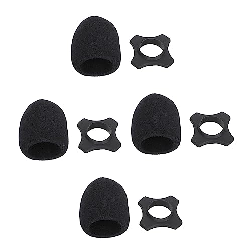 ibasenice 4sets Mic Windproof Sponge Covers with Rubber Anti-Slip Holder for Handheld Microphones Durable Noise Reduction Protection from Wind and Saliva Essential Accessory for All Users