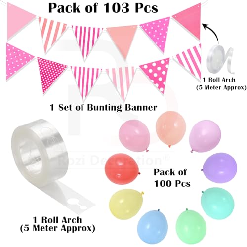 Image of Rozi Decoration Pastel Balloon Arch Kit 100Balloons Garland Strip Set