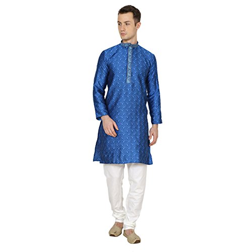 Pijama Kurta para hombre ropa étnica de seda jacquard Wondercraft bordada