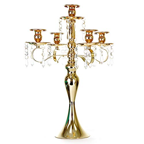 Allgala 18" 5-Arm Gold Plated Taper Candle Holder Candlestick Candelabra #TOP30