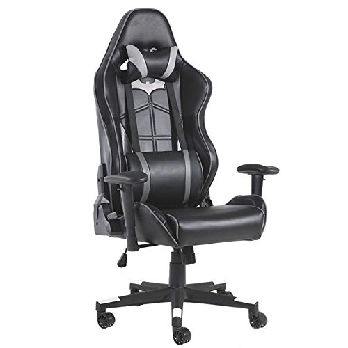 Gaming Stuhl, Sessel, Ergonomisches Design PC Stuhl, Bürostuhl Höhenverstellbarer 180º Verstellbare Rücklehne, Hochdichter Schwamm, Kopfstütze,