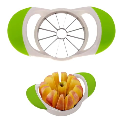 Cortador y descorazonador de manzanas, cortador de manzana de acero inoxidable, 8 rebanadas y cortador de manzanas 12 rebanadas (verde-12 rebanadoras)