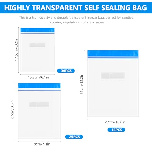 70 Stk Gefrierbeutel Wiederverwendbare Frischhaltebeutel mit Zipper,Gefriertüten mit Zipper,Sandwichbeutel Zip Lock Bags Aufbewahrungsbeutel für Gemüse Fleisch Lebensmittel Beutel(Klein/Mittel/Groß)