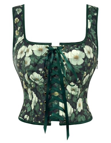 Scarlet Darkness Boned Waist Floral Renaissance Fairy Costume Corset Tops