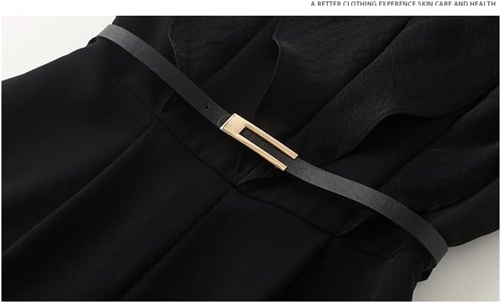 [TRVELBETT] オールインワン パンツドレス フレンチスリーブ フリル ロングパンツ ワイドパンツ マキシ丈 ロング丈 フェ