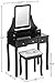 BEWISHOME Vanity Set with Mirror & Cushioned Stool Dressing Table Vanity Makeup Table 5 Drawers 2 Dividers Movable Organizers Black FST01H