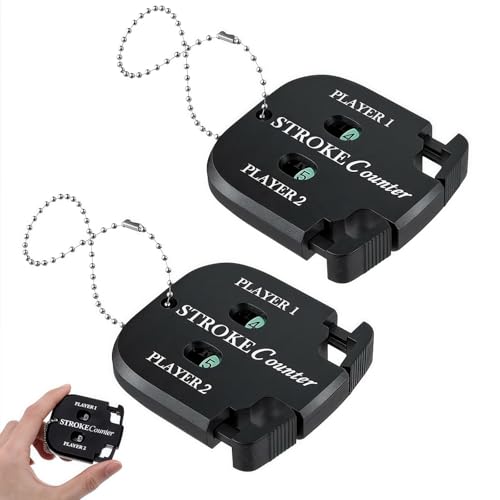 2PCS Golf Stroke Counter,Mini Portable Golf Shot Clicker Counter,Black Golf Score Keeper with Dial Reset Tool,Keychain Accessories for Golf Score Counter,Digital Counter,Golf Shot Tracker(Black)