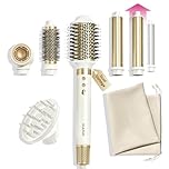 GLAMUP® Aircurler™ 6 in 1 Hot Air Styler, Upgraded Long Barrel, Round Brush, Powerful High Speed Dryer, Tight Grip, Curling Volumizing Gift Set with Travel Bag