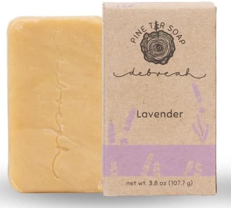 Debreah Lavender Pine Tar Bar Soap for Men and Women, Handmade, Vegan, Hot Process, Face And Body Soap, Lavender smell