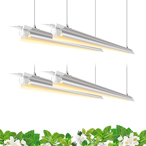 Barrina INWT80421265EC Full Spectrum Led Grow Light, 168W(4 X 42W), Grow Light Strips For Indoor Plant, 4Ft Plant Grow Light, T8 Growing Lamp Fixture, Yellow cover